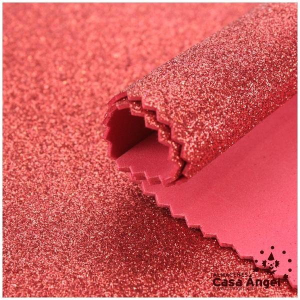 GOMA EVA GLITTER COLOR ROJO