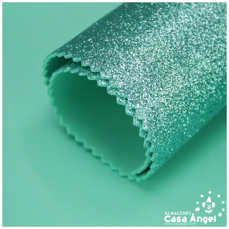 GOMA EVA GLITTER COLOR VERDE AGUA 100cm