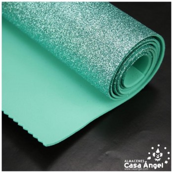 GOMA EVA GLITTER COLOR VERDE AGUA 100cm