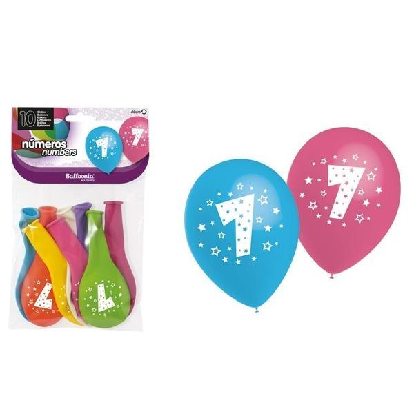 GLOBOS NÚMEROS IMPRESOS 10 UNIDADES