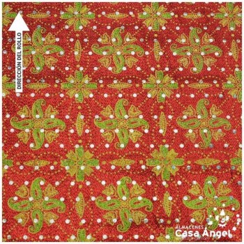 LAMÉ ROJO ESTAMPADO CON LENTEJUELAS SERIE FANTASY 112cm