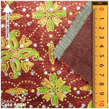 LAMÉ ROJO ESTAMPADO CON LENTEJUELAS SERIE FANTASY 112cm