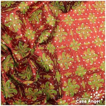 LAMÉ ROJO ESTAMPADO CON LENTEJUELAS SERIE FANTASY 112cm