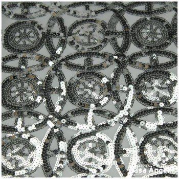 TUL DE FANTASÍA PLATA CON LENTEJUELAS BORDADAS SERIE IRENE 150cm
