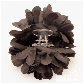 FLOR FLAMENCA DALIA CON PINZA EN COLORES NEGRO Y NARANJA DEGRADADO 8cm