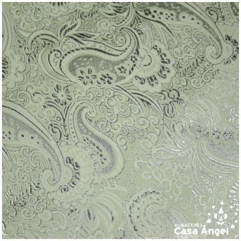 BROCADO JACQUARD CACHEMIR CRUDO Y PLATA SERIE JACLUR 150cm