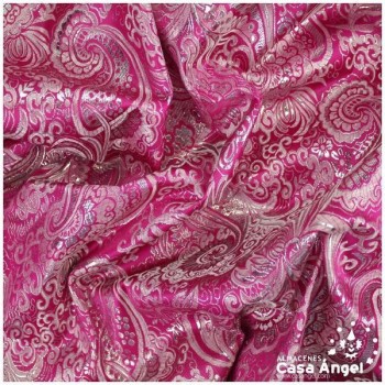 BROCADO JACQUARD CACHEMIR FUCSIA Y PLATA SERIE JACLUR 150cm
