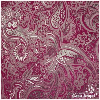 BROCADO JACQUARD CACHEMIR FUCSIA Y PLATA SERIE JACLUR 150cm