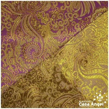 BROCADO JACQUARD CACHEMIR MORADO Y ORO SERIE JACLUR 150cm