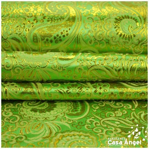 BROCADO JACQUARD CACHEMIR PISTACHO Y ORO SERIE JACLUR 150cm