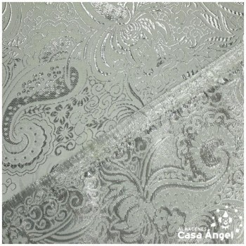 BROCADO JACQUARD CACHEMIR BLANCO Y PLATA SERIE JACLUR 150cm