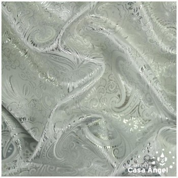 BROCADO JACQUARD CACHEMIR BLANCO Y PLATA SERIE JACLUR 150cm