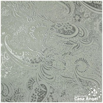 BROCADO JACQUARD CACHEMIR BLANCO Y PLATA SERIE JACLUR 150cm