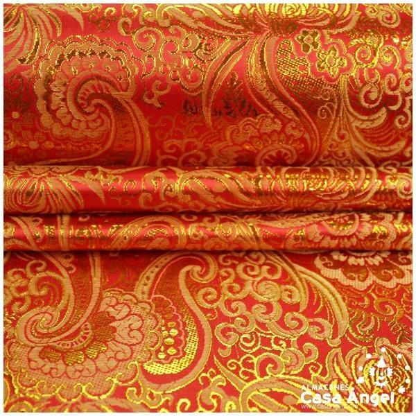 BROCADO JACQUARD CACHEMIR ROJO Y ORO SERIE JACLUR 150cm