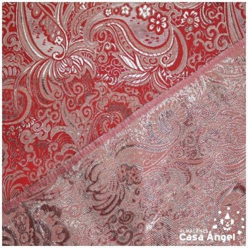 BROCADO JACQUARD CACHEMIR ROJO Y PLATA SERIE JACLUR 150cm