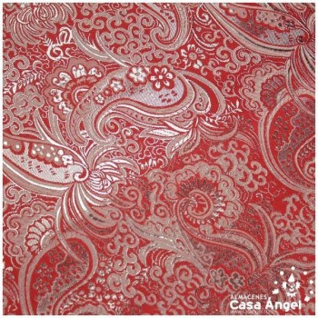 BROCADO JACQUARD CACHEMIR ROJO Y PLATA SERIE JACLUR 150cm