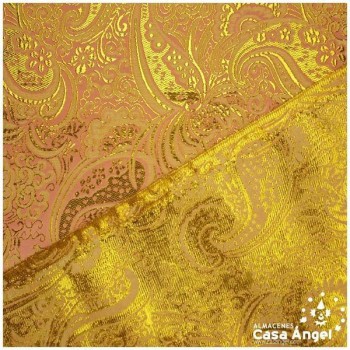 BROCADO JACQUARD CACHEMIR SALMÓN Y ORO SERIE JACLUR 150cm