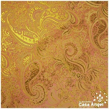 BROCADO JACQUARD CACHEMIR SALMÓN Y ORO SERIE JACLUR 150cm