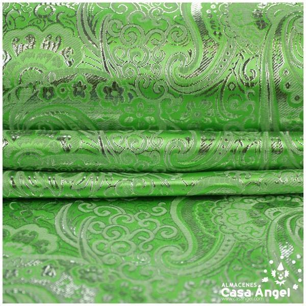 BROCADO JACQUARD CACHEMIR VERDE Y PLATA SERIE JACLUR 150cm
