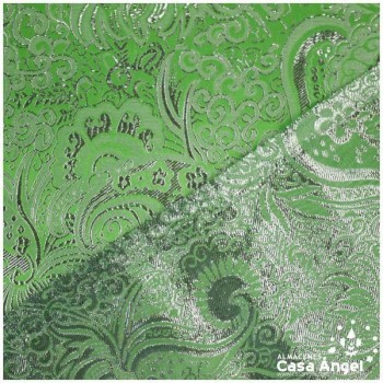 BROCADO JACQUARD CACHEMIR VERDE Y PLATA SERIE JACLUR 150cm