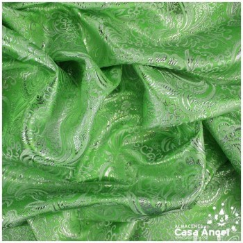BROCADO JACQUARD CACHEMIR VERDE Y PLATA SERIE JACLUR 150cm