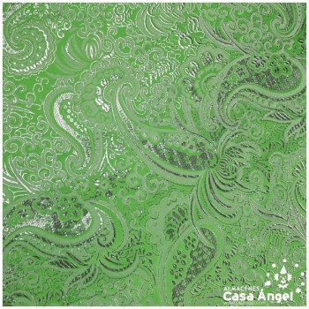 BROCADO JACQUARD CACHEMIR VERDE Y PLATA SERIE JACLUR 150cm