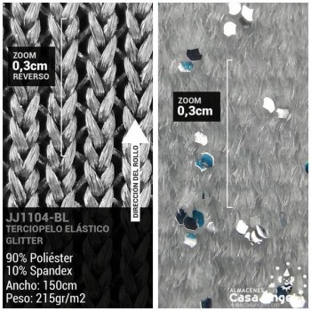 TERCIOPELO LYCRA BLANCO GLITTER SERIE ÁTOMOS 150cm