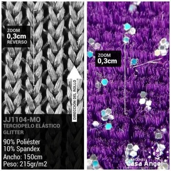 TERCIOPELO LYCRA MORADO GLITTER SERIE ÁTOMOS 150cm