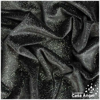 TERCIOPELO LYCRA NEGRO GLITTER PLATA SERIE ÁTOMOS 150cm