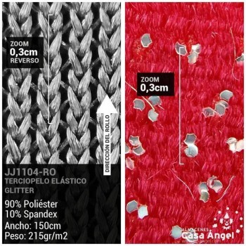 TERCIOPELO LYCRA ROJO GLITTER SERIE ÁTOMOS 150cm