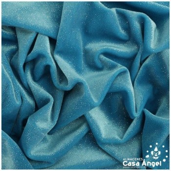 TERCIOPELO LYCRA TURQUESA GLITTER SERIE ÁTOMOS 150cm