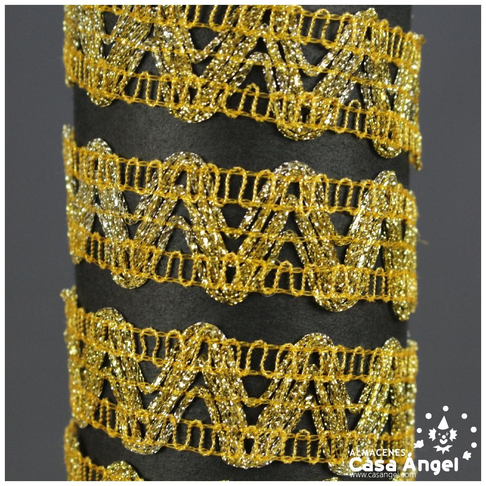 PASAMANERÍA COLOR ORO BORDADO DOBLE IDA Y VUELTA 22mm