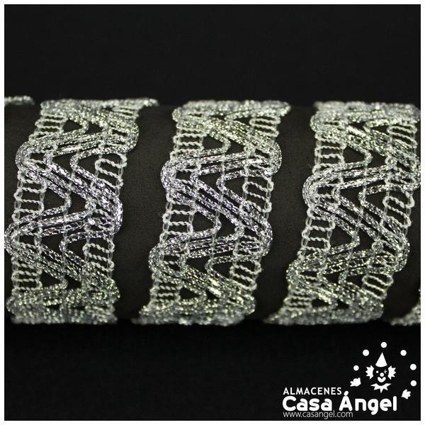 PASAMANERÍA COLOR PLATA BORDADO DOBLE IDA Y VUELTA 22mm