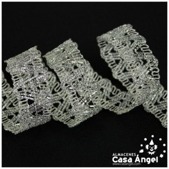 PASAMANERÍA COLOR PLATA BORDADO DOBLE IDA Y VUELTA 22mm