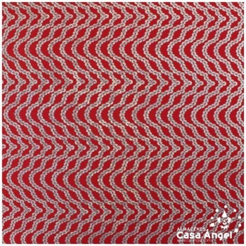 LYCRA ROJA ESTAMPADA CON DIBUJO DE LENTEJUELAS PLATA 150cm