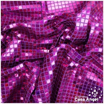 PUNTO LAMÉ MORADO CON LENTEJUELAS CUADRADAS SERIE GRIDY 112cm