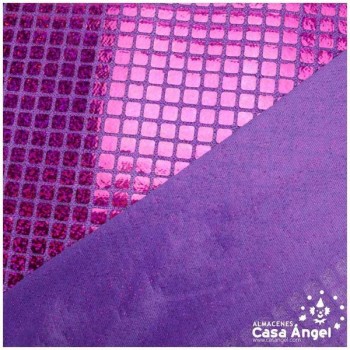 PUNTO LAMÉ MORADO CON LENTEJUELAS CUADRADAS SERIE GRIDY 112cm