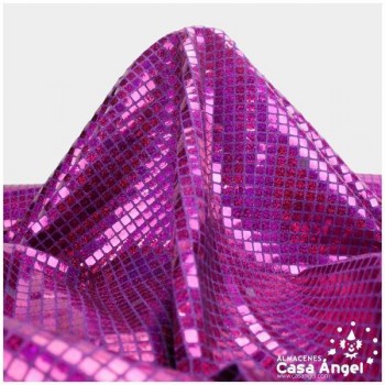 PUNTO LAMÉ MORADO CON LENTEJUELAS CUADRADAS SERIE GRIDY 112cm