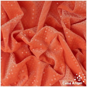 TERCIOPELO ELÁSTICO CON LENTEJUELAS NARANJA FLÚOR 150cm