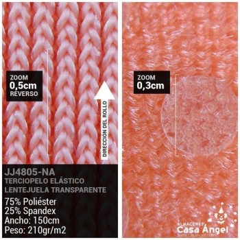 TERCIOPELO ELÁSTICO CON LENTEJUELAS NARANJA FLÚOR 150cm