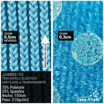 TERCIOPELO ELÁSTICO LENTEJUELA 150cm - TURQUESA