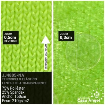 TERCIOPELO ELÁSTICO CON LENTEJUELAS VERDE FLÚOR 150cm