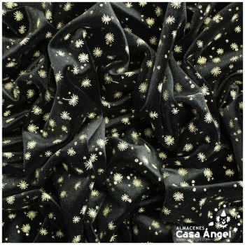 TERCIOPELO NEGRO ESTAMPADO ESTRELLAS GLITTER 150cm