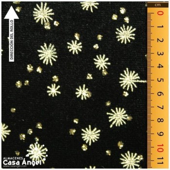 TERCIOPELO NEGRO ESTAMPADO ESTRELLAS GLITTER 150cm
