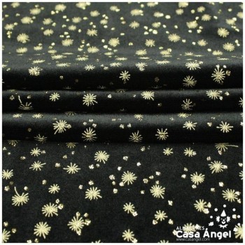 TERCIOPELO NEGRO ESTAMPADO ESTRELLAS GLITTER 150cm