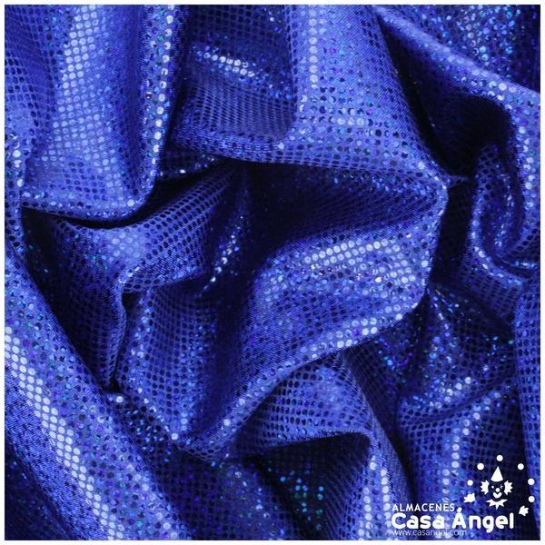 LYCRA AZUL CON BRILLO HOLOGRÁFICO EN LUNARES 150cm
