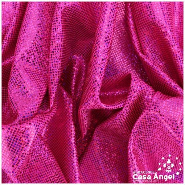 LYCRA FUCSIA CON BRILLO HOLOGRÁFICO EN LUNARES 150cm