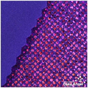 LYCRA MORADO CON BRILLO HOLOGRÁFICO EN LUNARES 150cm
