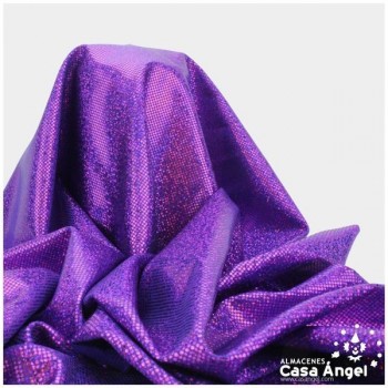 LYCRA MORADO CON BRILLO HOLOGRÁFICO EN LUNARES 150cm