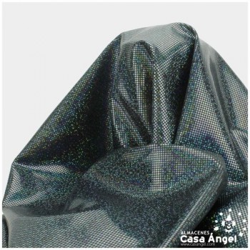 LYCRA NEGRA CON BRILLO HOLOGRÁFICO EN LUNARES 150cm